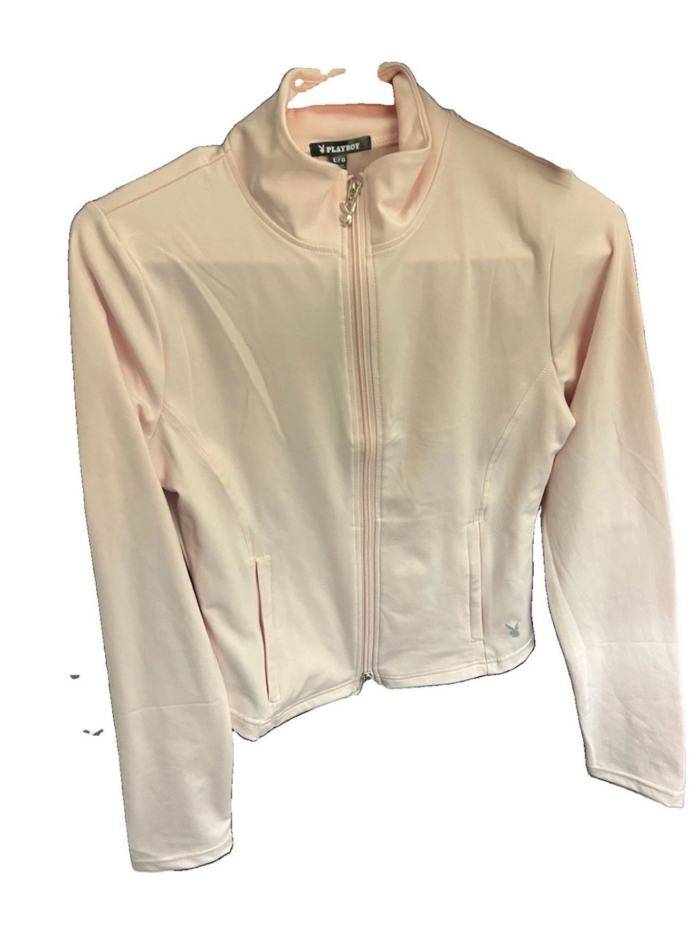 PLAYBOY Pale Pink Full‑Zip Bomber Jacket Size L